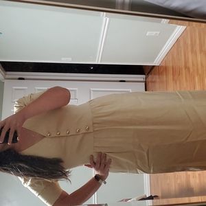 Rebecca Taylor Faille Short Puff-Sleeve Sheath Dress size 6 buttercream